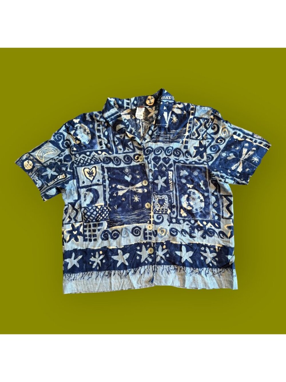 Vintage Teddi Whimsical Celestial Cosmic Button Down 90's Camp Tee PXL